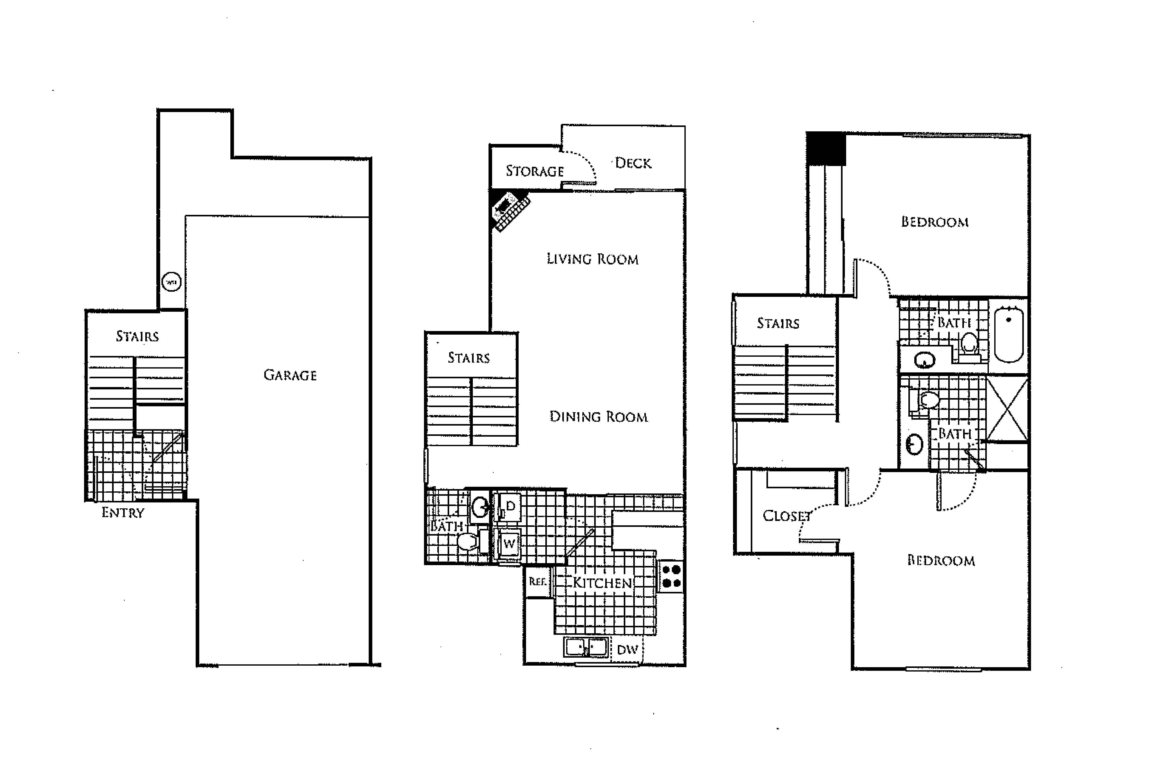 Floor plan for 2 beds, 2.5 baths, 1136 sqft